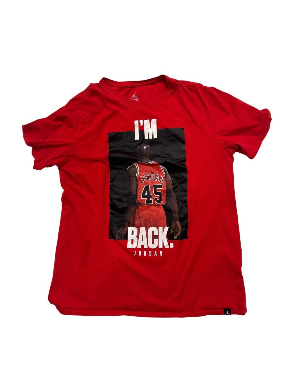 Nike Jordan “I’M BACK” #45 Red T-Shirt Size L Retro MJ Graphic Tee Bulls NBA